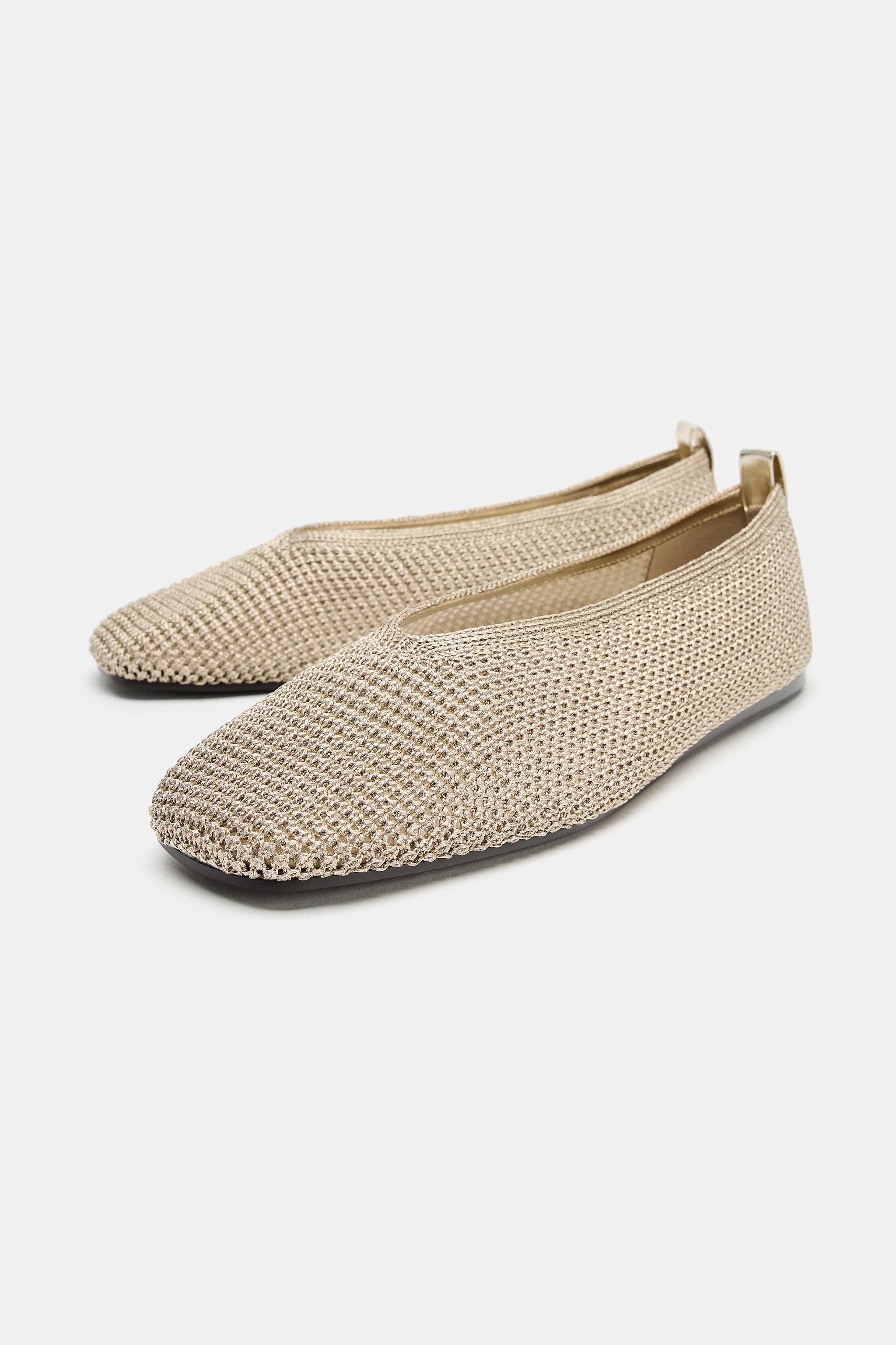 BALLERINES TRESSÉES EFFET MÉTALLISÉ